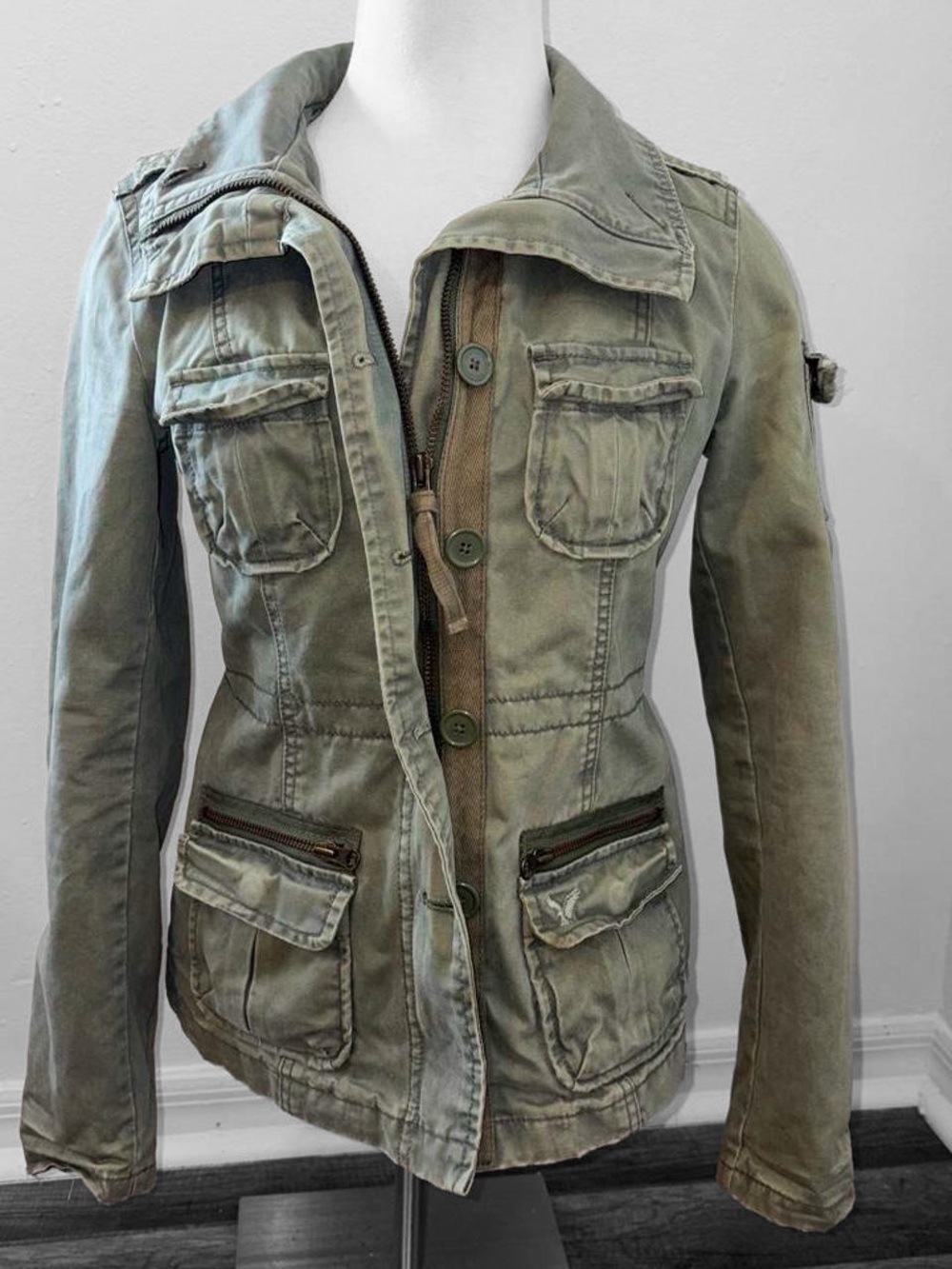 Olive American Eagle Utility Field Jacket - Women